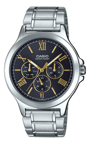 Reloj Hombre Casio Mtp-v300d-1a2udf Core Mens Color De La Correa Plateado Color Del Bisel Plateado Color Del Fondo Negro