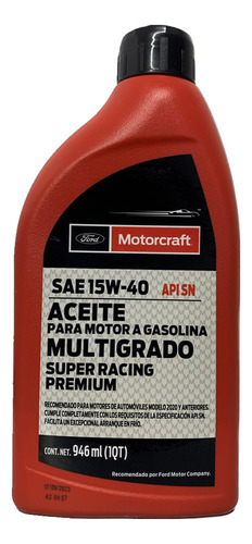 Aceite Multigrado Motor Gasolina 15w40 Motorcraft 