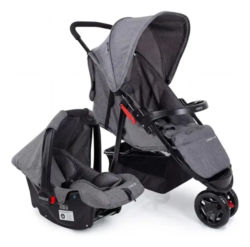 Travel System Cosco Kids, Toffy, 0 a 15kg, Cinza Mescla