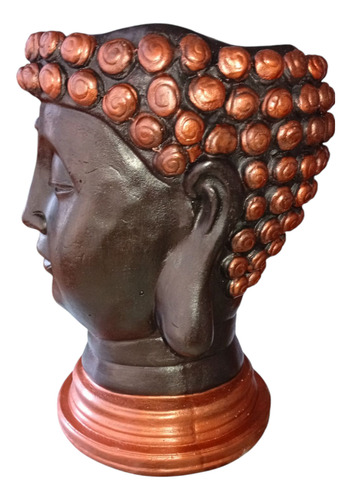 Cabeza De Buda Decorativa, Para Maceta, Lámpara De Sal Negro Y Cobre