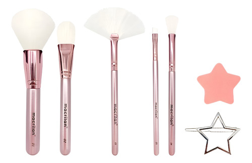 Kit Star Macrilan Profissional 5 Pinceis Com Esponja