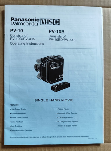 Antiga Filmadora Panasonic Palmcorder Afx6 (Usado)