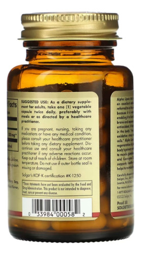Acido Alfa Lipoico 200mg 50 Capsula Solgar Alpha Lipoic Acid