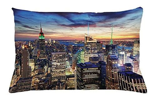 Ambesonne New York Throw Pillow Cushion Cover, Skyline Of Ny