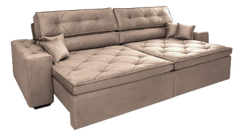 Sofá Retrátil e Reclinável 3,12m com Molas Cama inBox Estilo Suede Velusoft Castor
