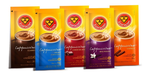 Kit Cappuccino Todos Sabores Três 3 Corações 20g - 50 Sachês