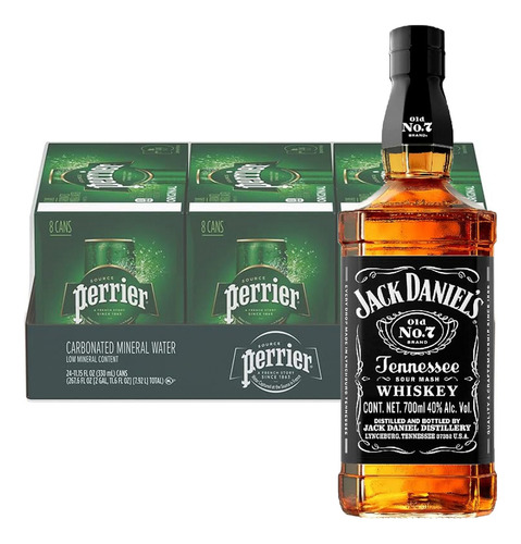 Pack 24 Agua Perrier Mineralizada Lata 330 Ml + Whisky Jack
