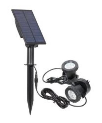 Foco Solar 2 Cabezas Carcaza Abs Negro 2w Rgb Ip68 - Sol_608