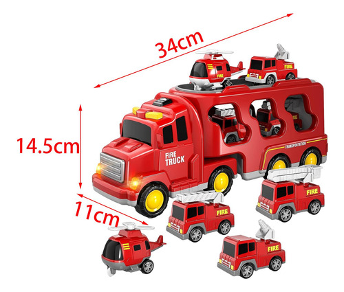 Juguete De Coche De Camión De Bomberos Con Luces Y Sonidos,