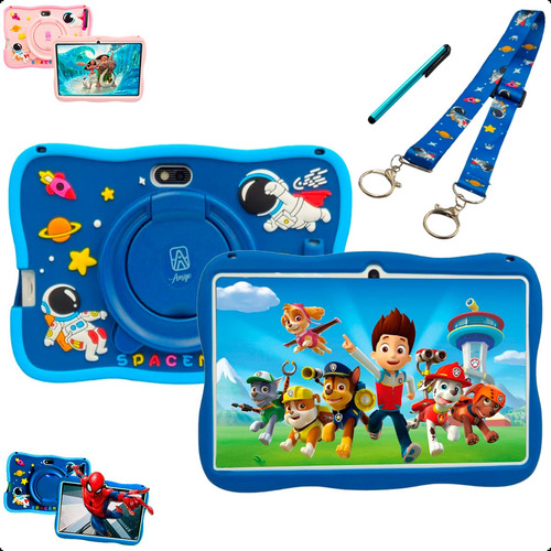 Tablet Infantil Kids Com Jogos Crianças 64gb Play Comcaneta Azul