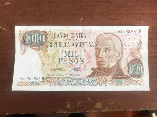 Billete Antiguo 1000 Pesos Arg. Excelente Estado