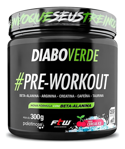 Cereza helada Pre Workout Green Devil Pre Workout, 300 g, Ftw