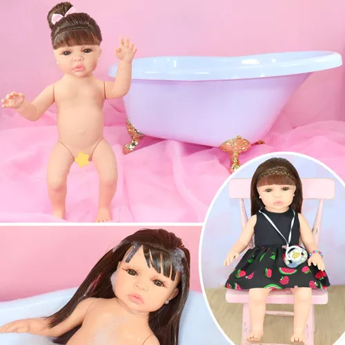 Boneca Bebê Reborn Menina Princesa Pode Dar Banho Silicone