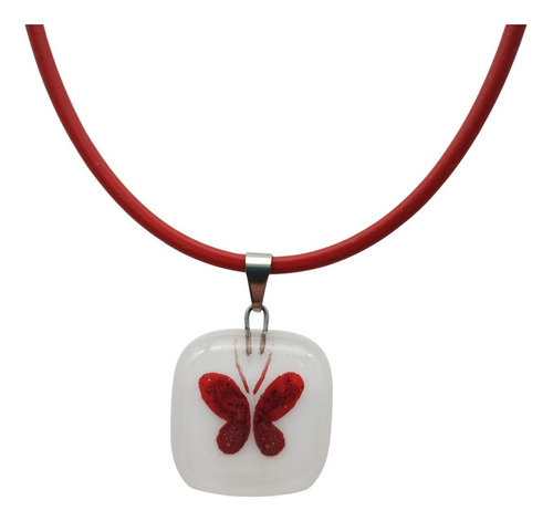 Collar Chico Mariposita Color Rojo