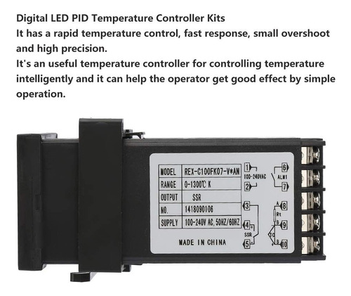 Kit Pirómetro Digital Rex-c100 Control De Temperatura Ssr40a