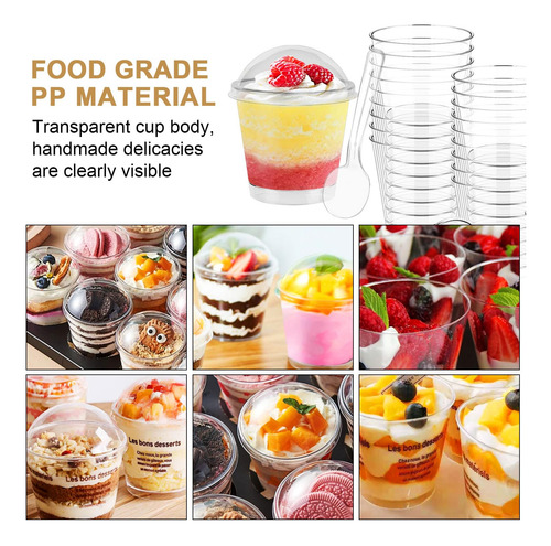 Tazas De Postre 7 Onzas, 50 Vasos De Postre Con Tapas Y