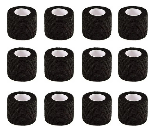 S Vendaje Deportivo Elástico Autoadhesivo, 12 Rollos (negro)