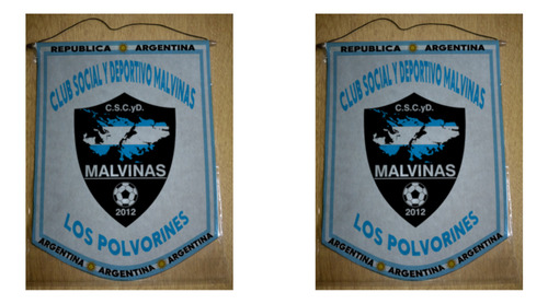 Banderin Grande 40cm Club Malvinas Los Polvorines