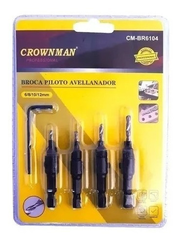 Pack / Set 4 Brocas Piloto Avellanador + Llave Allen