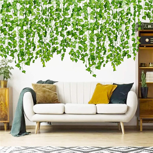 12 Tiras Plantas Artificiales Begonia Hiedra 2.4m² Decoració