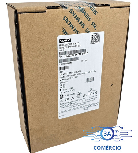 Inversor Frequência Siemens 6sl3210-1ke11-8ub2 0,75cv 1,7a