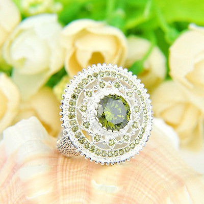 Imagen 5 de 6 de Anillo Mujer Plata Piedras Peridotos Vintage 925 Talla 7