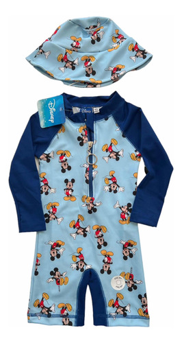 Enterito Body Agua Con Gorra Mickey Disney Original Uv50