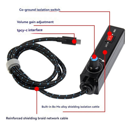 Aislador De Audio Usb -c Xlr Con Ajuste De Volumen Y Reducci