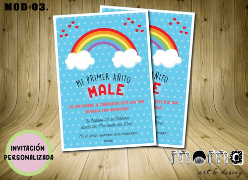 Invitaciones Imprimibles Y Digitales P/ Whatsapp - Arcoiris