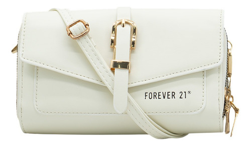 Bolsa Cartera Crossbody Forever 21 Para Mujer Casual Moderna Crema Lisa Oro Crema