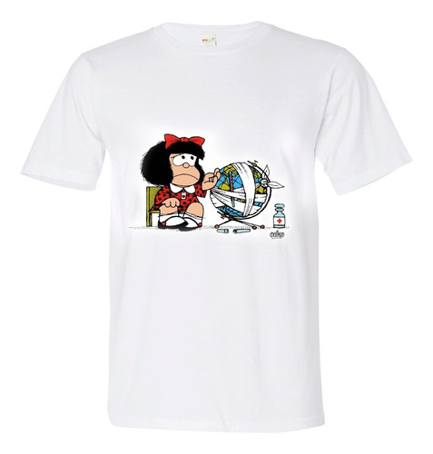 Remera Mafalda (7 Modelos) Sublimada Blanca Manga Corta