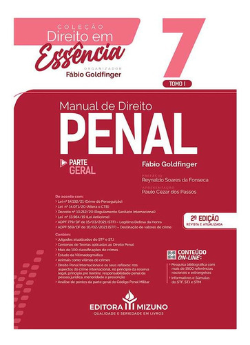 Manual Do Direito Penal - Parte Geral 2ª Edição, De Fabio Goldfinger. Editora Mizuno, Capa Mole Em Português, 2022