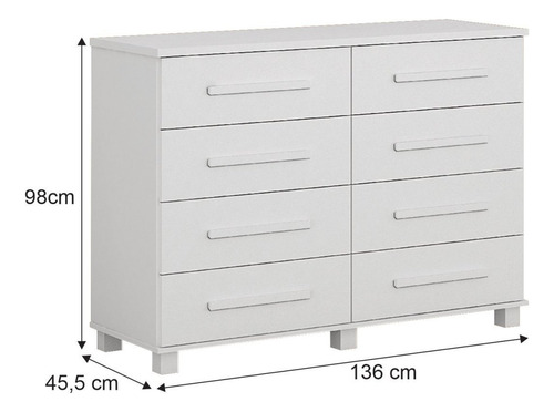 Cômoda Para Quarto Mdf/mdp 8 Gavetas San Marino