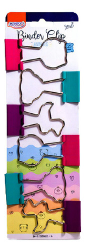 Prendedor De Papel Binder Clip Brw 25mm Gato Urso E Pato 6un