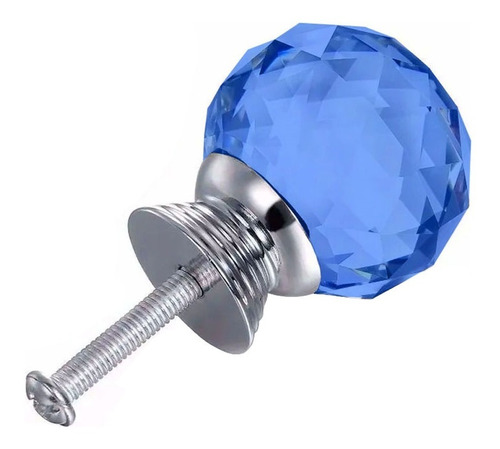 Tirador De Cristal Facetado Diamante Azul Cajón 30 Mm Cima F