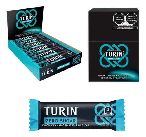 Chocolate Amargo 36pz De 16g C/u Sin Azúcar 55% Cacao