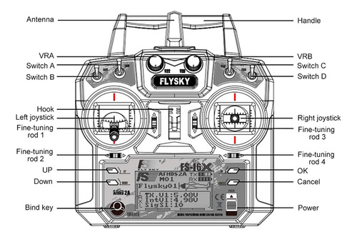 Receptor Rc Flysky 2.4 Ghz Fs-i6x Transmisor De 10 Canales D