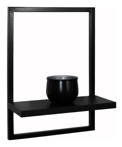 Imagem 2 de 2 de Nicho Prateleira Quadro Retangular Vertical 40x28 Preto
