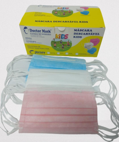 Máscara Descartável Infantil Tripla Com Filtro Azul 50un