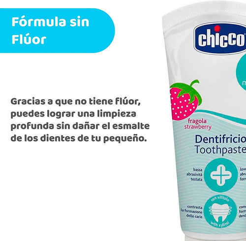 Chicco Bebés Pasta Dientes Fresa Strawberry Sin Flúor 12m+