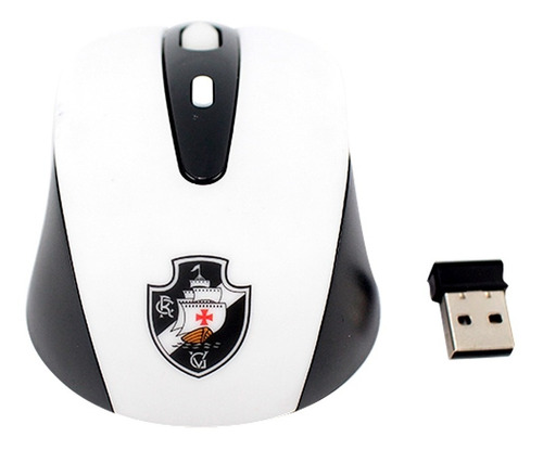 Mouse Óptico Sem Fio - Time Vasco Cor Preto e Branco