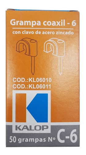 Caja X50 Unidades Grampas Nº6 Kalop Color Negro P/cable 