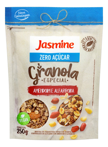Granola Jasmine Especial amendoim e alfarroba em pouch 250 g