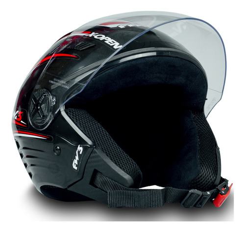 Imagem 5 de 6 de Capacete Fw3 Para Moto X Open Preto Vermelho Tamanho 58