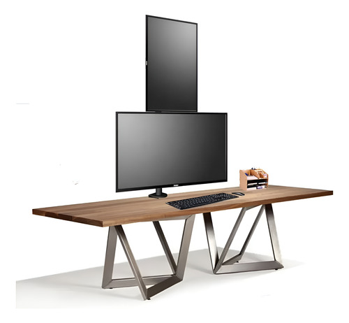 Suporte Vertical Duplo Monitor Ajustável Morsa Vesa Gira 360
