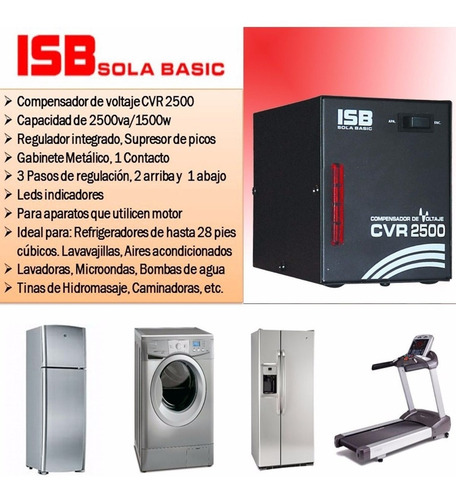 Imagen 6 de 6 de Regulador de voltaje Sola Basic CVR CVR2500 2500VA entrada de 127V y salida de 104V - 127V negro