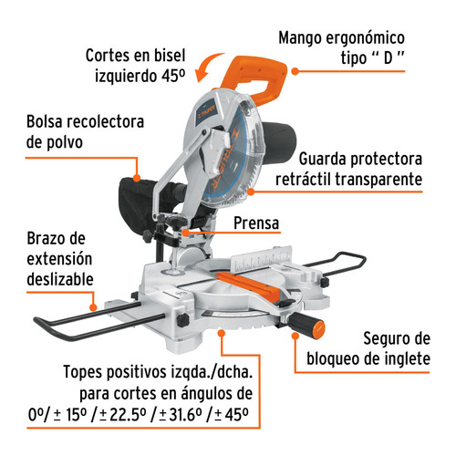 Sierra De Inglete Para Corte En Aluminio, 10'' 1900W, Truper 12462