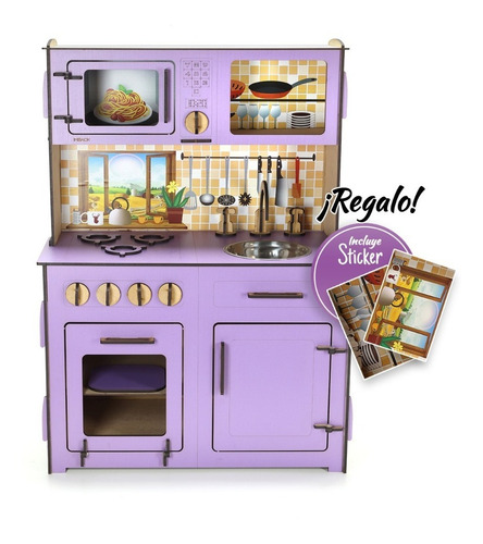Cocina De Madera Para Chicos Cocinita De Juguete Infantil Color Violeta
