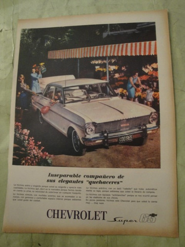 Publicidad Chevrolet Super Año 1965 Hoja Sola