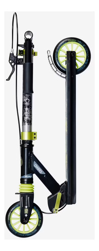 Monopatin Oxelo Mid5 Con Freno En El Manubrio + Bolsa Negro / Verde Fluorescente (Usado)